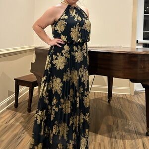 Formal Black and Gold Floral Women's Dress